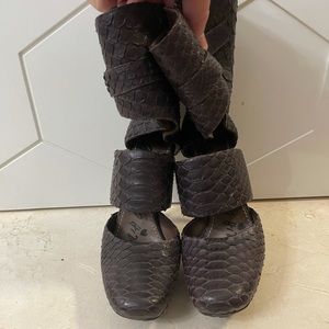 Lanvin croc embossed heels